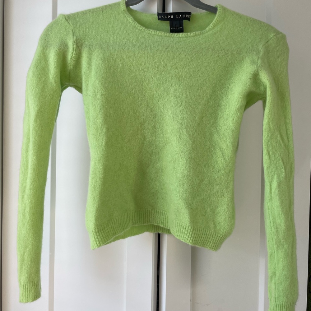 Ralph Lauren Women's Bright Green Crew Neck Sweater